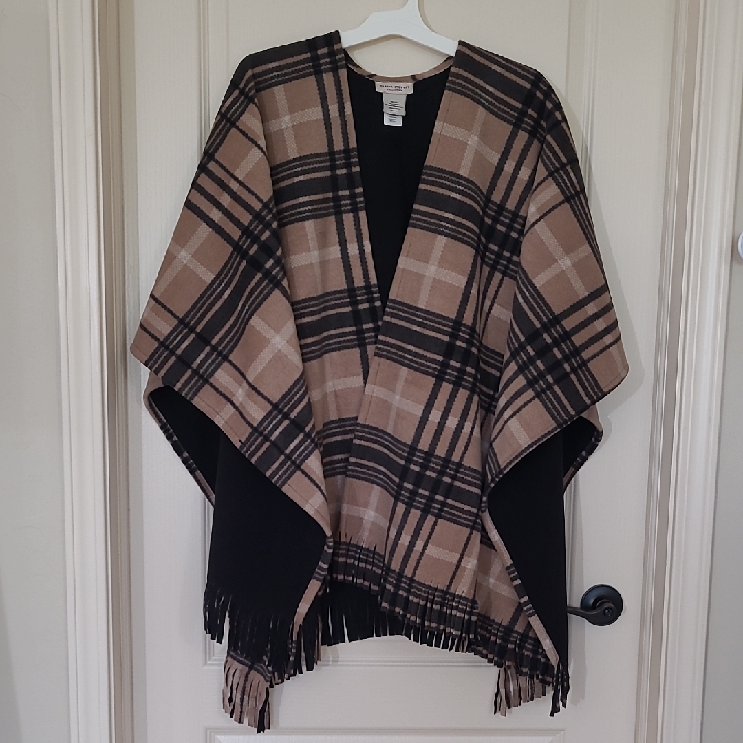 Martha Stewart Collection Plaid Fringe Poncho Size Os Martha Stewart Collection Plaid Fringe Poncho Size Os